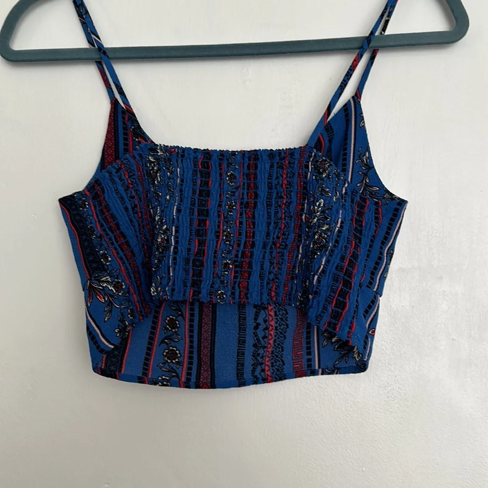 Blue Blush Marine Blue Boho Crop Top & High Waist Wide leg Pant Two Piece. - Picture 4 of 7